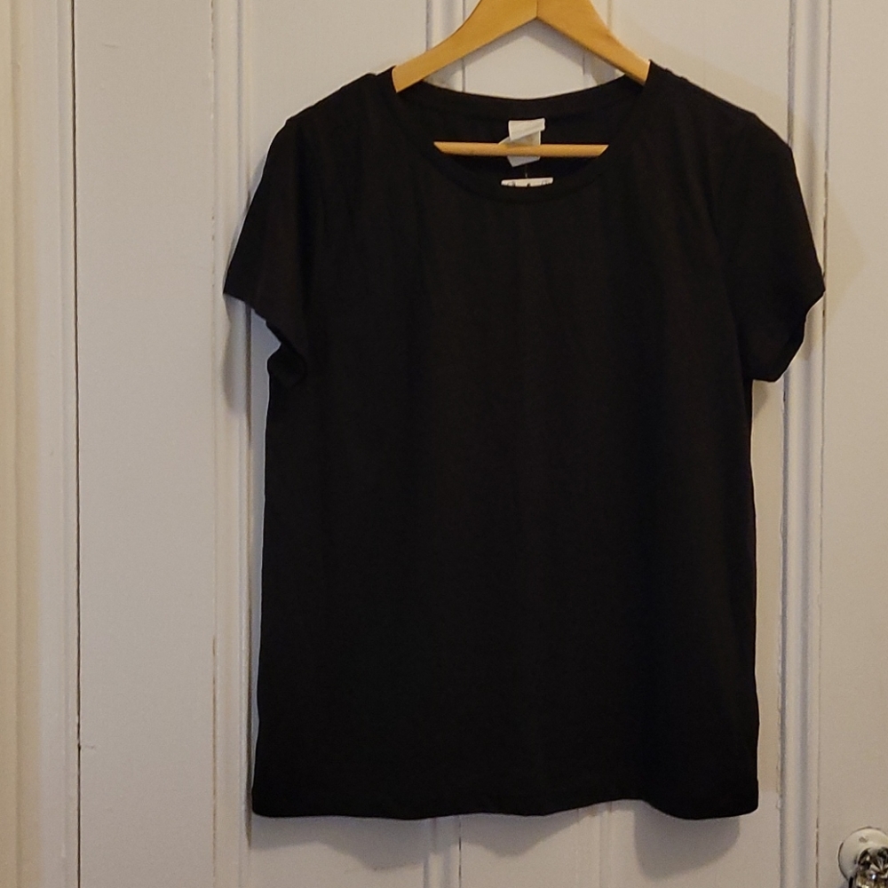 H&M Basic Black tee-shirt top crew neck cotton